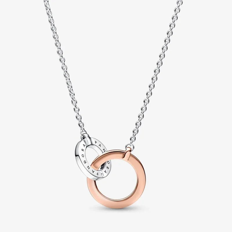 (bilde for) Pandora Signature Tofarget Halskjede med Sammenkoblede Sirkler - 382778C01 - Vis 2