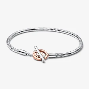 (bilde for) Pandora Signature Tofarget Logo T-Bar Slangekjedearmbånd - 582309C00