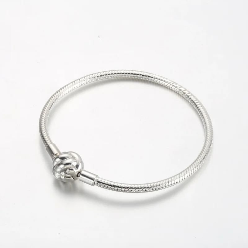 (bilde for) Pandora Snake chain sterling silver bracelet with love knot clasp - 592422C00 - Vis 3
