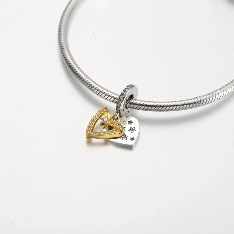 (bilde for) Pandora Stjerneskudd Hjerter Dobbel Hengende Charm - 762203C01 - Vis 4