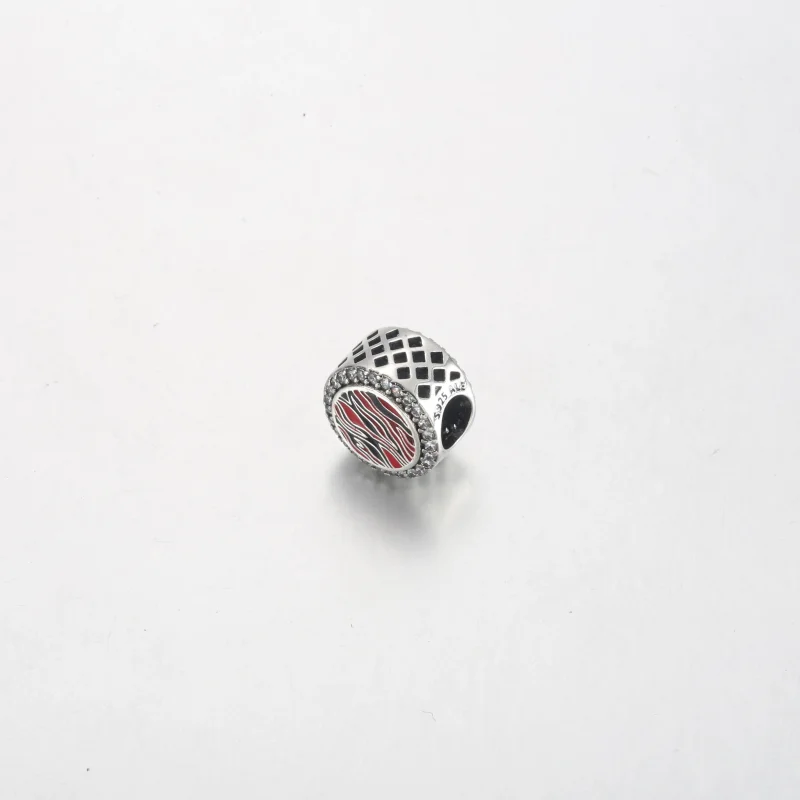 (bilde for) Pandora Zebra print sterling silver charm with clear cubic zirconia, pink and bl - Vis 2