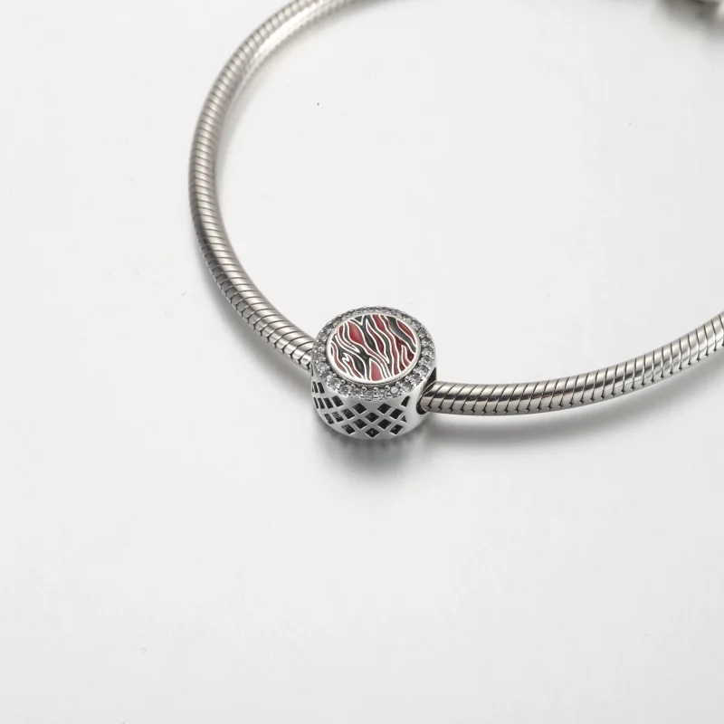 (bilde for) Pandora Zebra print sterling silver charm with clear cubic zirconia, pink and bl - Vis 5