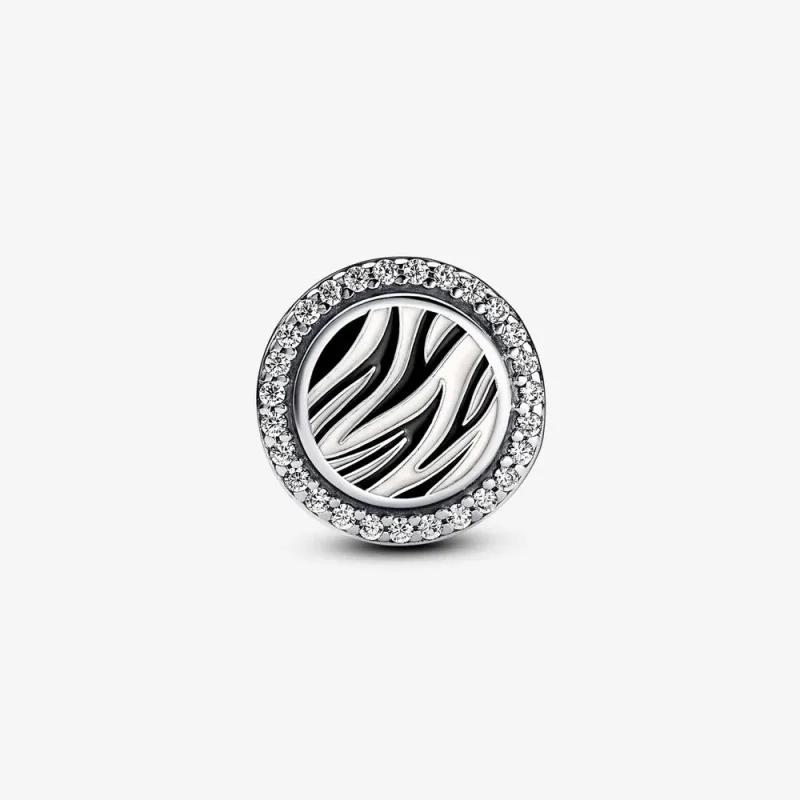 (bilde for) Pandora Zebra print sterling silver charm with clear cubic zirconia, white and b - Vis 6