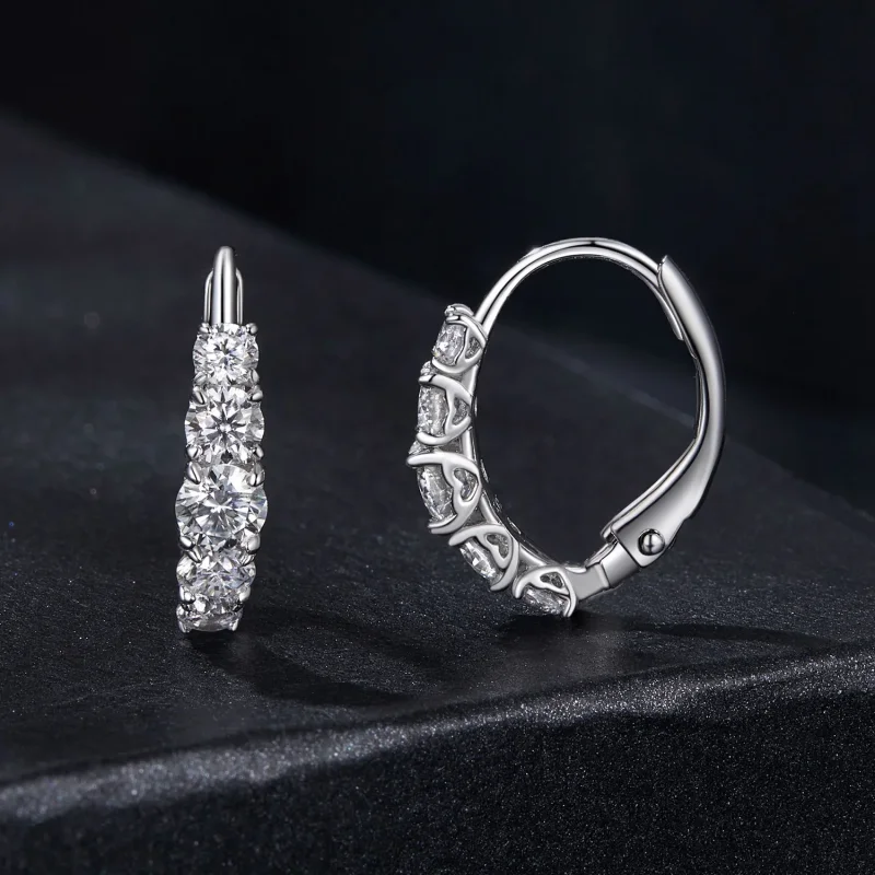 (bilde for) Glitrende Moissanite øredobber i PANDORA-stil (to sertifikater) - MSE045 - Vis 2
