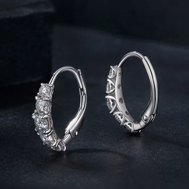 (bilde for) Glitrende Moissanite øredobber i PANDORA-stil (to sertifikater) - MSE045 - Vis 3