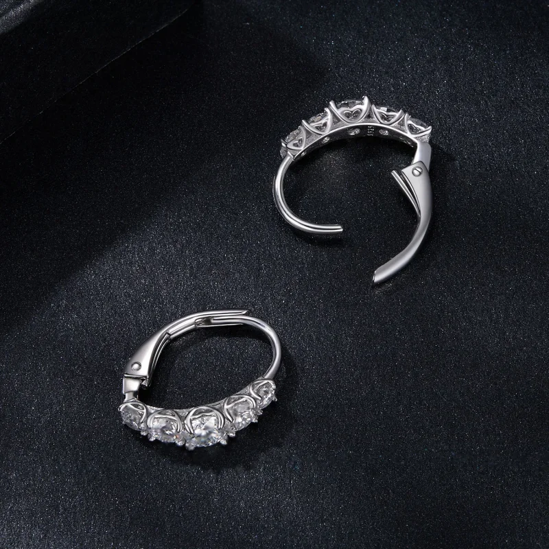 (bilde for) Glitrende Moissanite øredobber i PANDORA-stil (to sertifikater) - MSE045 - Vis 4