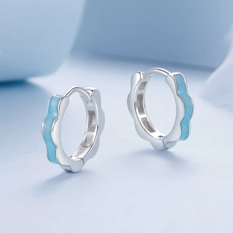(bilde for) PANDORA-stil blå blomsterformede øredobber - BSE955 - Vis 3