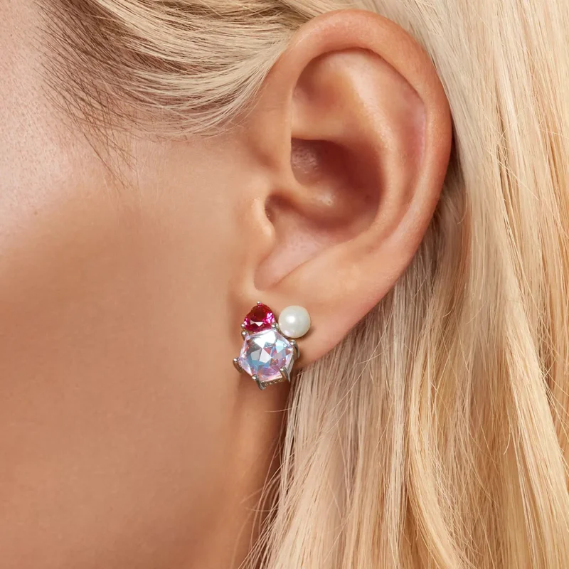 (bilde for) PANDORA-stil rosa glitrende perleøredobber - SCE1697 - Vis 5