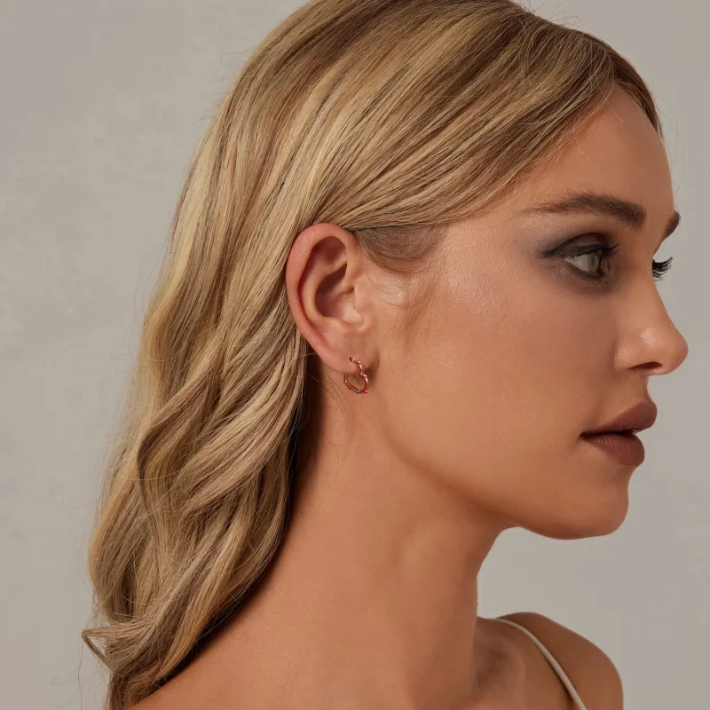 (bilde for) PANDORA-stil rose hjerteformede øredobber - SCE1698 - Vis 7