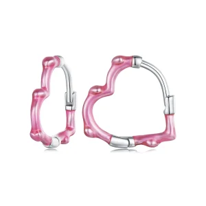 (bilde for) PANDORA-stil rose hjerteformede øredobber - SCE1698