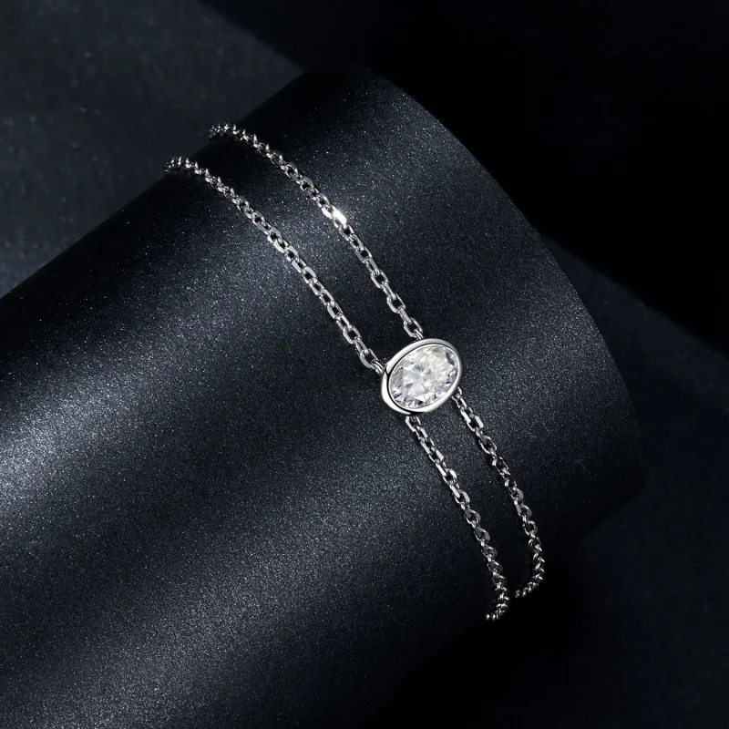(bilde for) PANDORA Style 1 karat dobbeltlags moissanite armbånd (ett sertifikat) - MSB012 - Vis 2