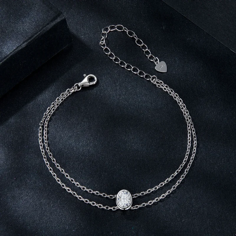 (bilde for) PANDORA Style 1 karat dobbeltlags moissanite armbånd (ett sertifikat) - MSB012 - Vis 3