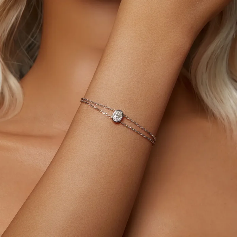 (bilde for) PANDORA Style 1 karat dobbeltlags moissanite armbånd (ett sertifikat) - MSB012 - Vis 5