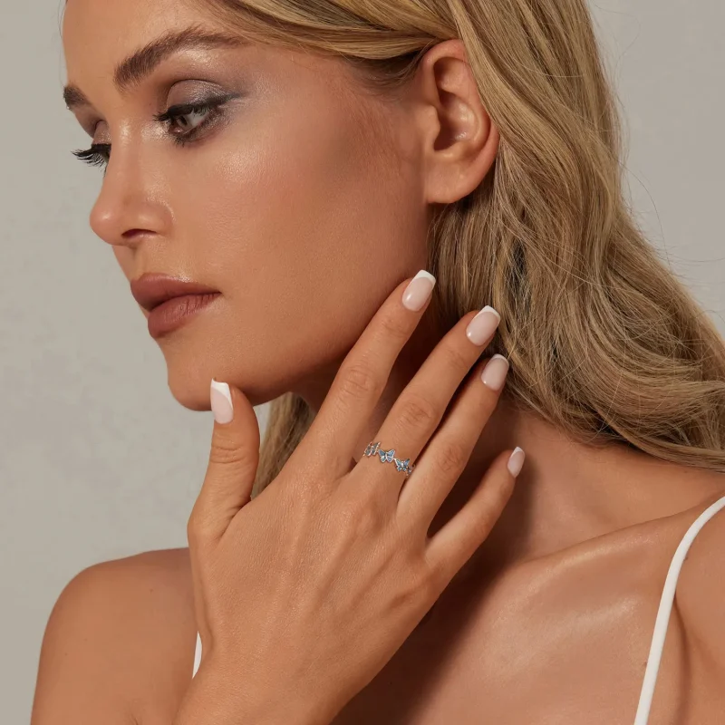 (bilde for) PANDORA Style blå sommerfuglring - BSR508 - Vis 4
