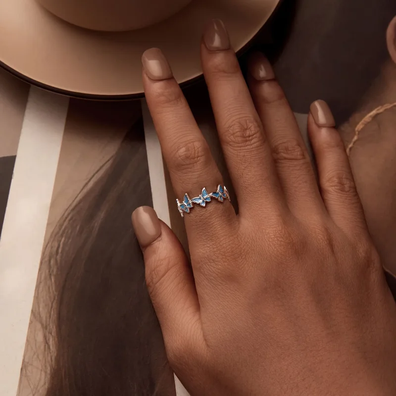 (bilde for) PANDORA Style blå sommerfuglring - BSR508 - Vis 5