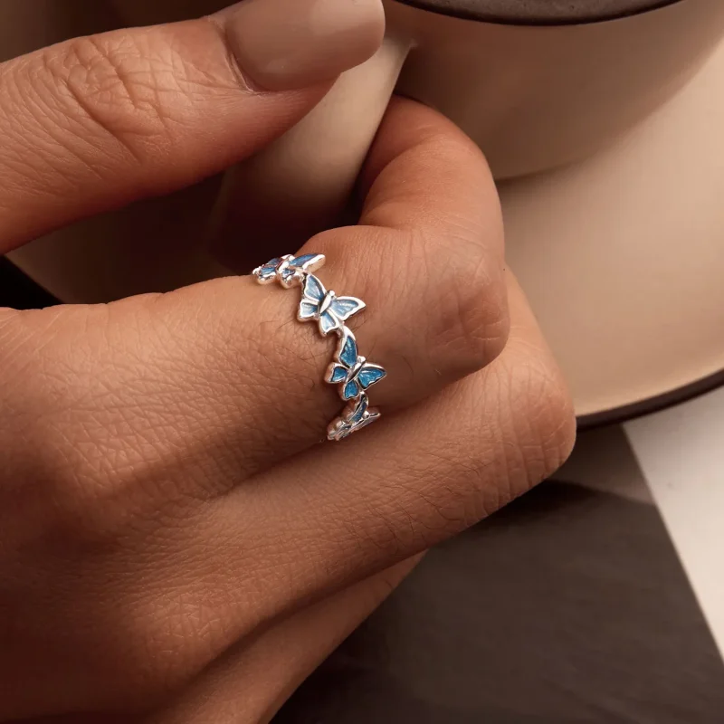 (bilde for) PANDORA Style blå sommerfuglring - BSR508 - Vis 6