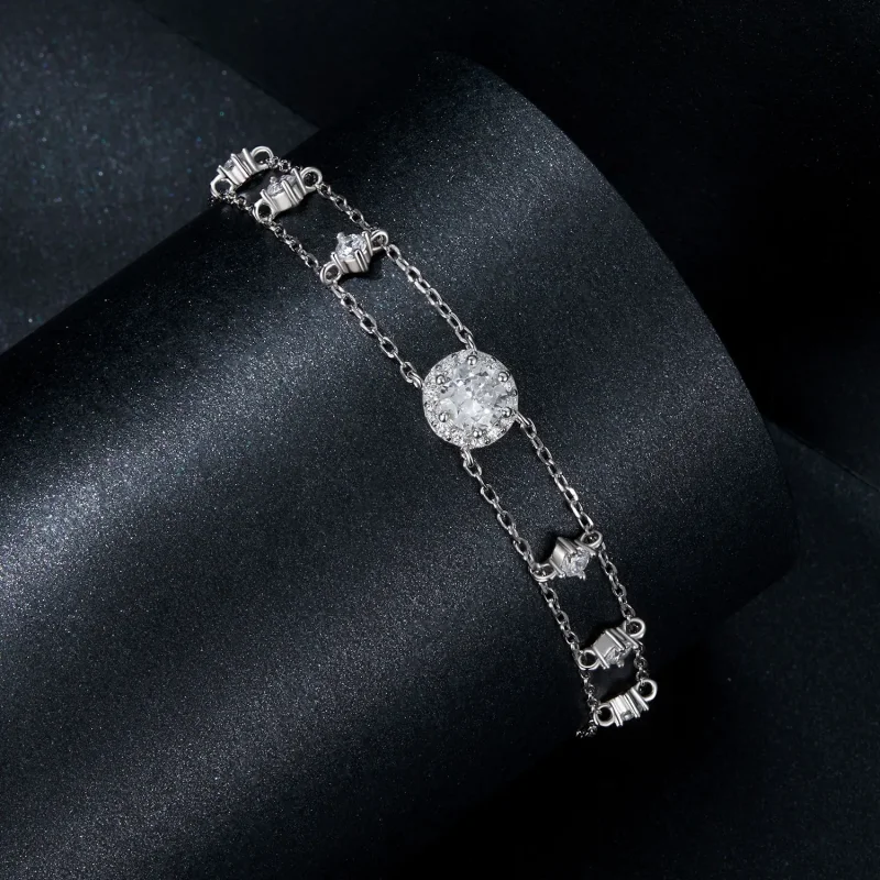 (bilde for) PANDORA Style Glitrende Dobbelt Moissanite-armbånd (ett sertifikat) - MSB013 - Vis 2