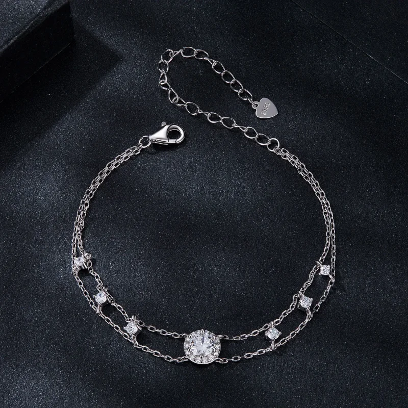 (bilde for) PANDORA Style Glitrende Dobbelt Moissanite-armbånd (ett sertifikat) - MSB013 - Vis 3