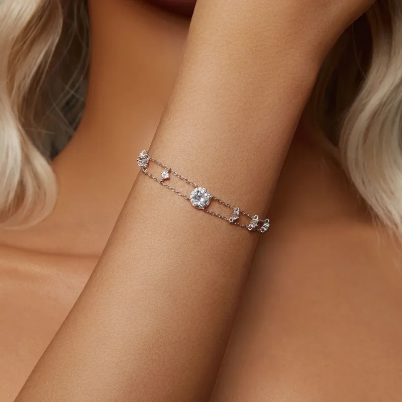 (bilde for) PANDORA Style Glitrende Dobbelt Moissanite-armbånd (ett sertifikat) - MSB013 - Vis 5