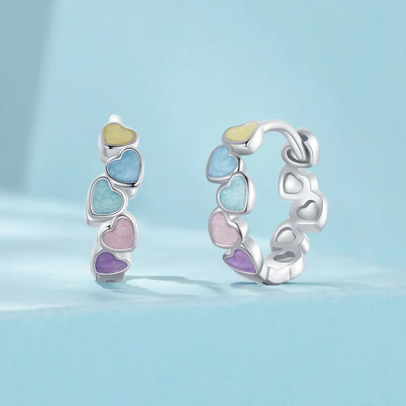 (bilde for) PANDORA Style Heart Shape Fargerike dopamin øredobber - SCE1694 - Vis 2