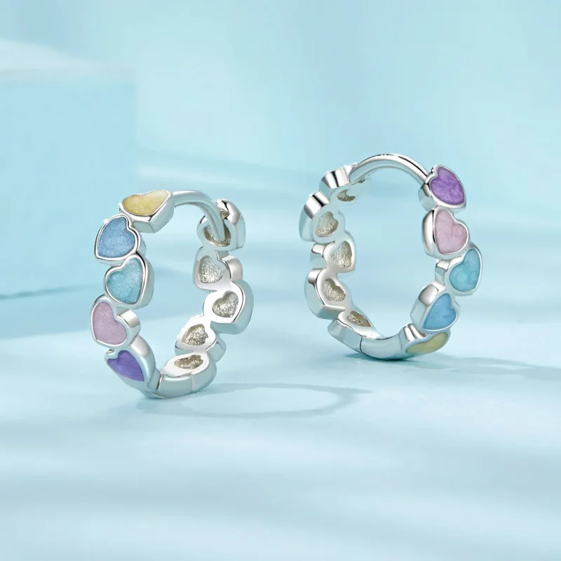 (bilde for) PANDORA Style Heart Shape Fargerike dopamin øredobber - SCE1694 - Vis 3