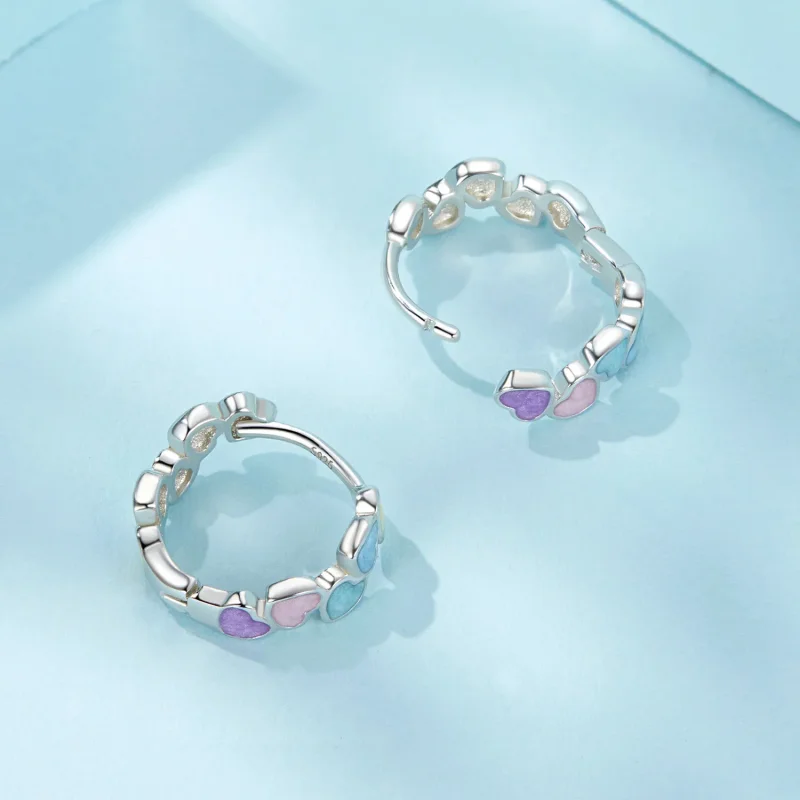 (bilde for) PANDORA Style Heart Shape Fargerike dopamin øredobber - SCE1694 - Vis 4