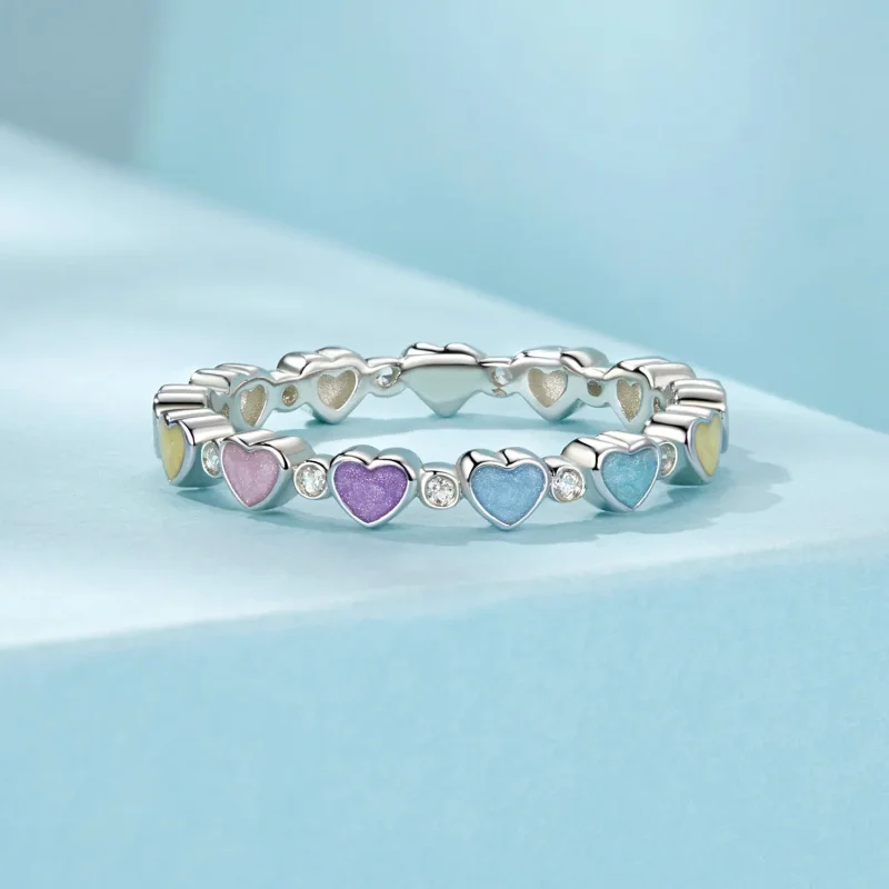 (bilde for) PANDORA Style hjerteformet fargerik dopaminring - SCR995 - Vis 3