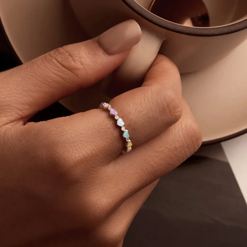 (bilde for) PANDORA Style hjerteformet fargerik dopaminring - SCR995 - Vis 7
