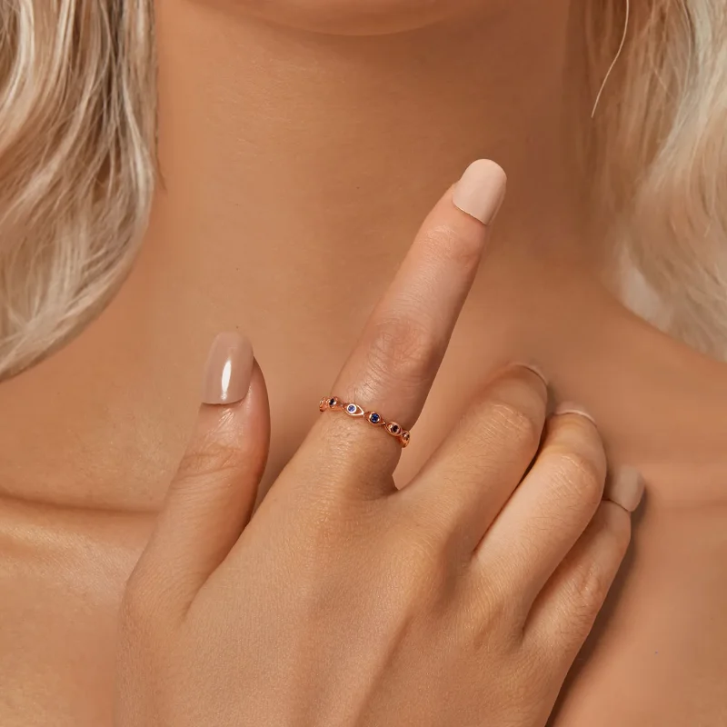 (bilde for) PANDORA Style Rose Gold Devil's Eye Ring - BSR212-C - Vis 6