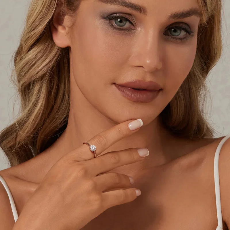 (bilde for) PANDORA Style Sparkling 1Ct Moissanite Ring (ett sertifikat) - MSR044 - Vis 4