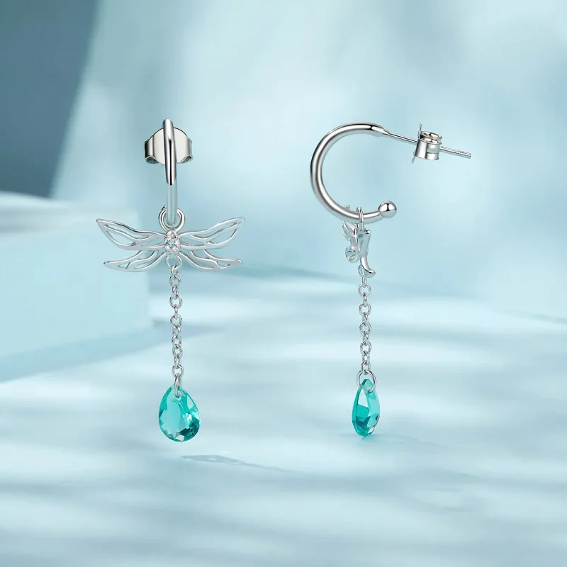 (bilde for) Øredobber med ørepynt i PANDORA-stil Dragonfly Dusk - SCE1699 - Vis 4