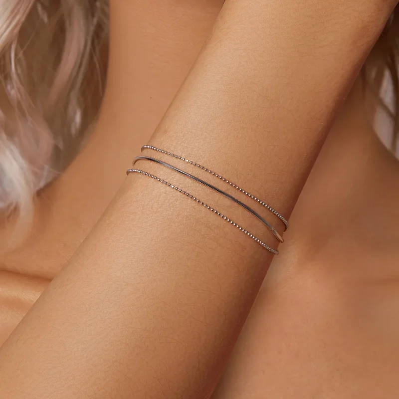 (bilde for) Enkelt trelags armbånd i PANDORA-stil - BSB164 - Vis 5