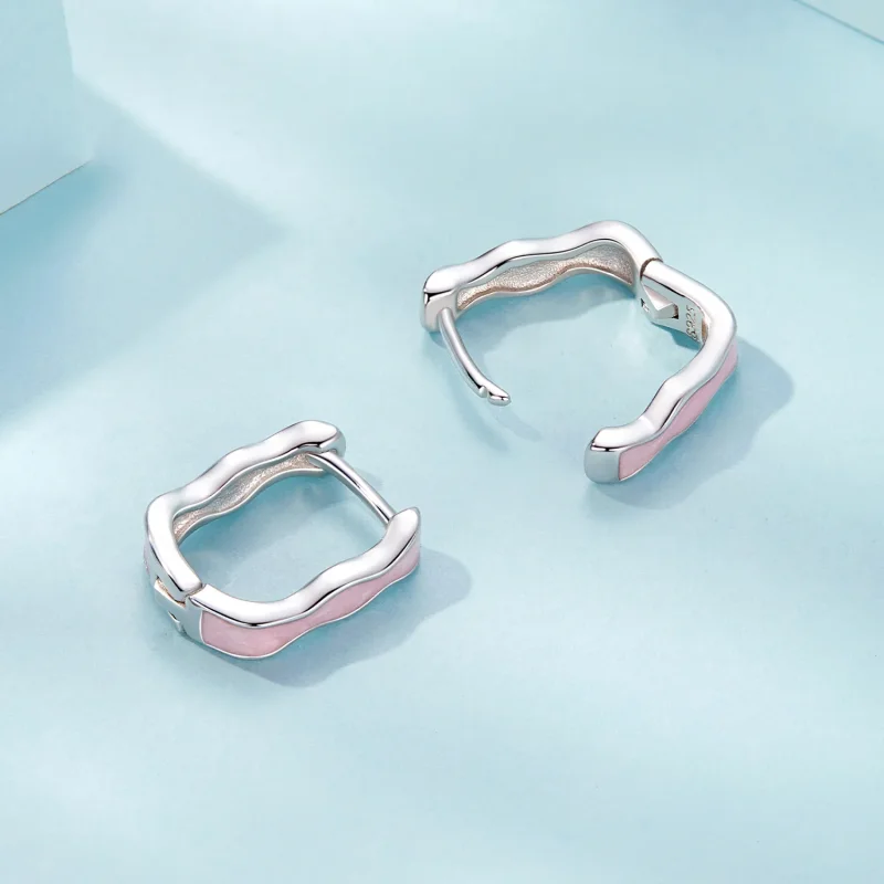 (bilde for) PANDORA-stil rosa firkantede øredobber - SCE1709 - Vis 4