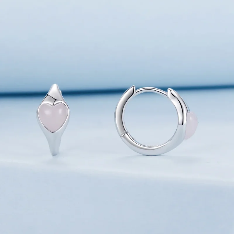 (bilde for) PANDORA-stil rosa hjerte øredobber - BSE1000 - Vis 2