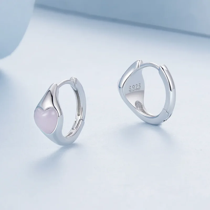(bilde for) PANDORA-stil rosa hjerte øredobber - BSE1000 - Vis 3