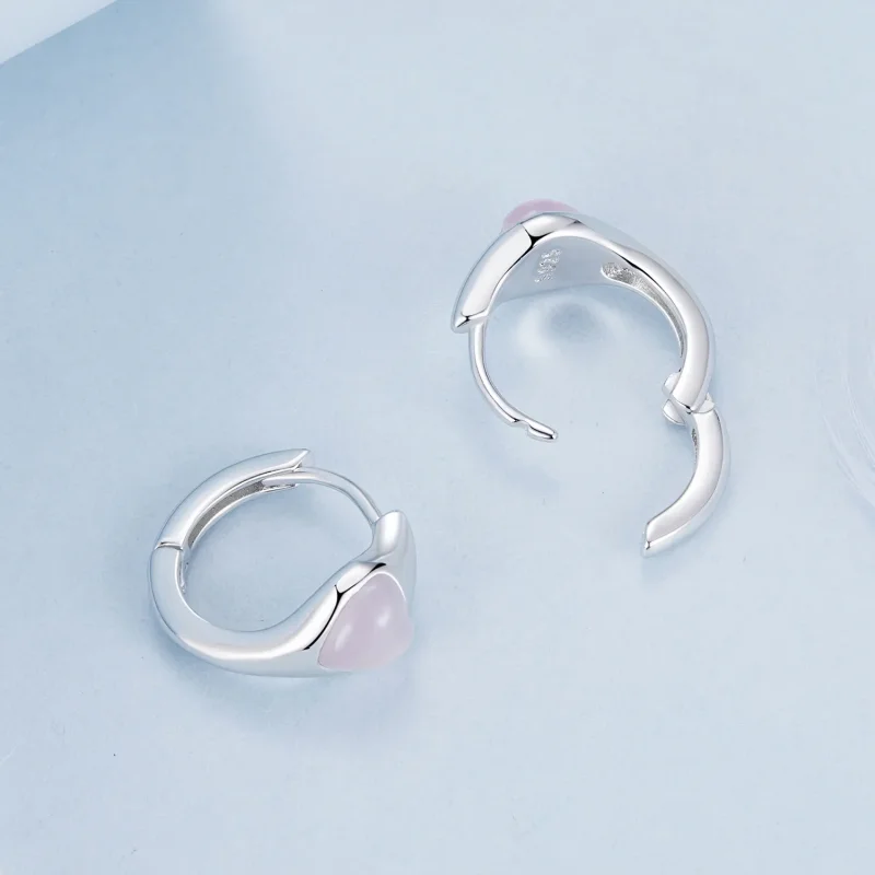 (bilde for) PANDORA-stil rosa hjerte øredobber - BSE1000 - Vis 4