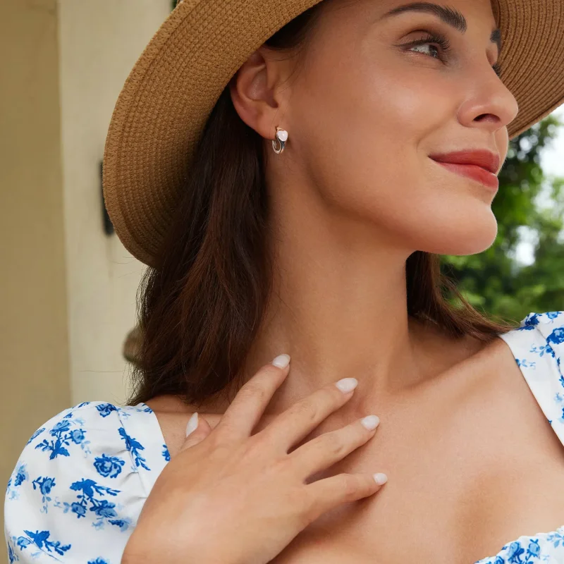 (bilde for) PANDORA-stil rosa hjerte øredobber - BSE1000 - Vis 7