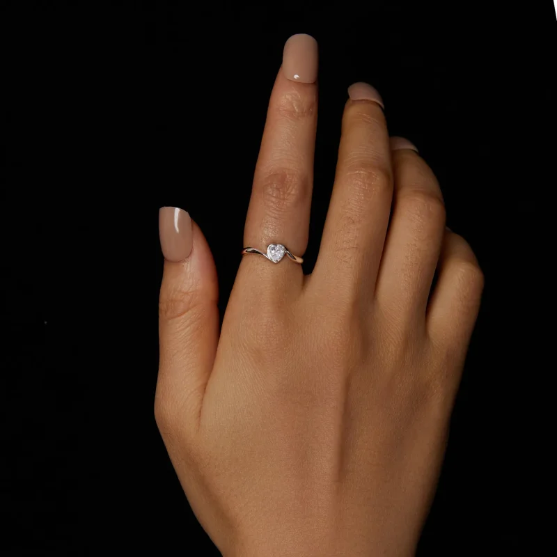 (bilde for) PANDORA Style Exquisite Love Moissanite Ring (ett sertifikat) - MSR047 - Vis 5