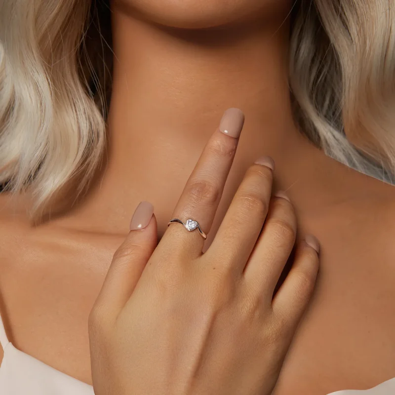 (bilde for) PANDORA Style Exquisite Love Moissanite Ring (ett sertifikat) - MSR047 - Vis 6