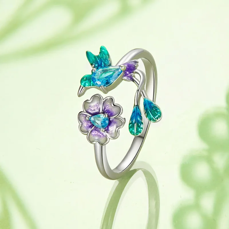 (bilde for) PANDORA Style Flower And Bird Open Ring - BSR536-E - Vis 3