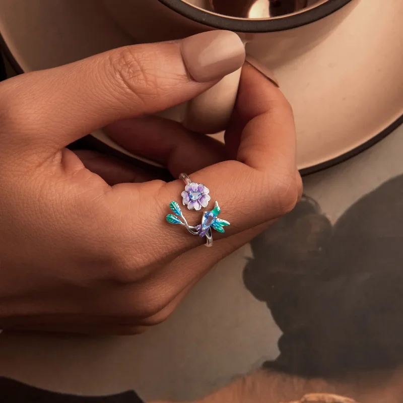 (bilde for) PANDORA Style Flower And Bird Open Ring - BSR536-E - Vis 5
