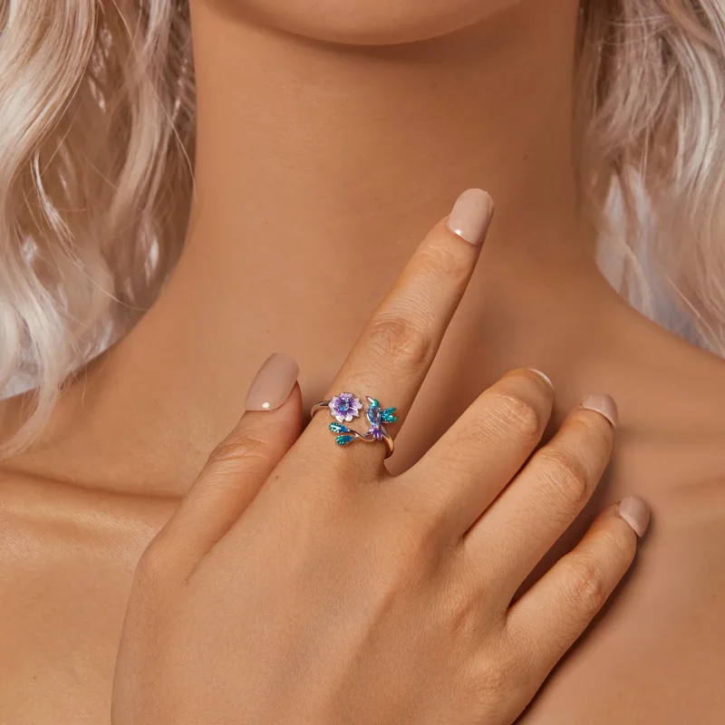 (bilde for) PANDORA Style Flower And Bird Open Ring - BSR536-E - Vis 6