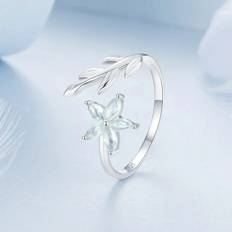 (bilde for) PANDORA Style Grønn Flower Åpen Ring - BSR533-E - Vis 2