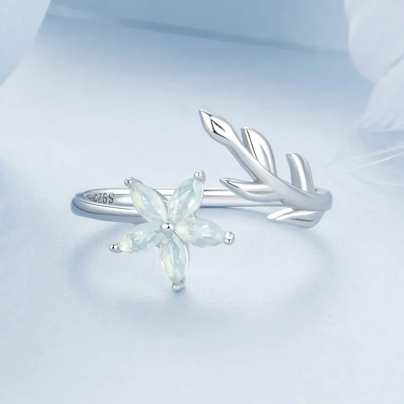(bilde for) PANDORA Style Grønn Flower Åpen Ring - BSR533-E - Vis 3