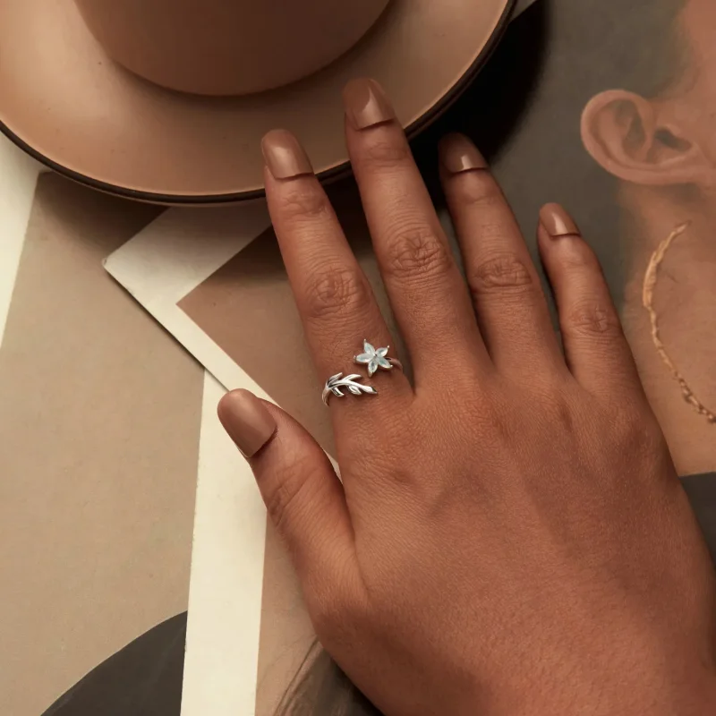 (bilde for) PANDORA Style Grønn Flower Åpen Ring - BSR533-E - Vis 5