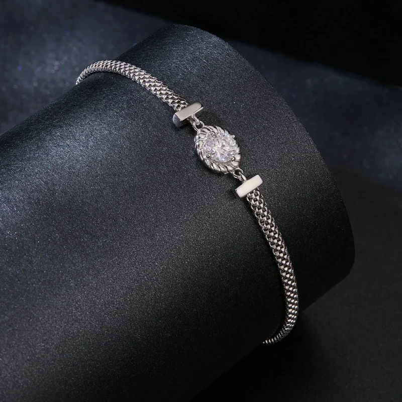 (bilde for) PANDORA Style Moissanite flettet sterlingsølvarmbånd (ett sertifikat) - MSB015 - Vis 2