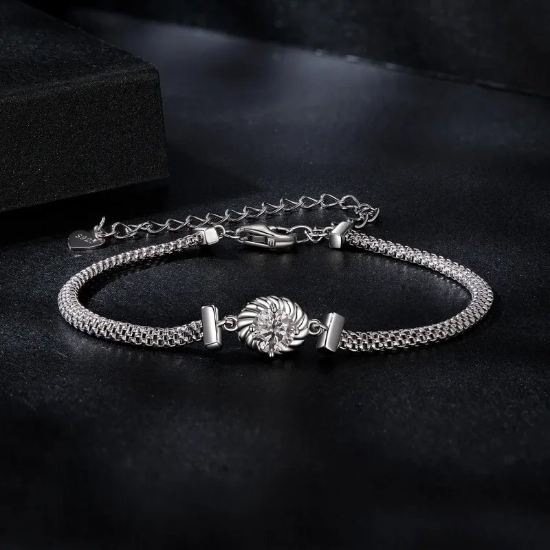 (bilde for) PANDORA Style Moissanite flettet sterlingsølvarmbånd (ett sertifikat) - MSB015 - Vis 3