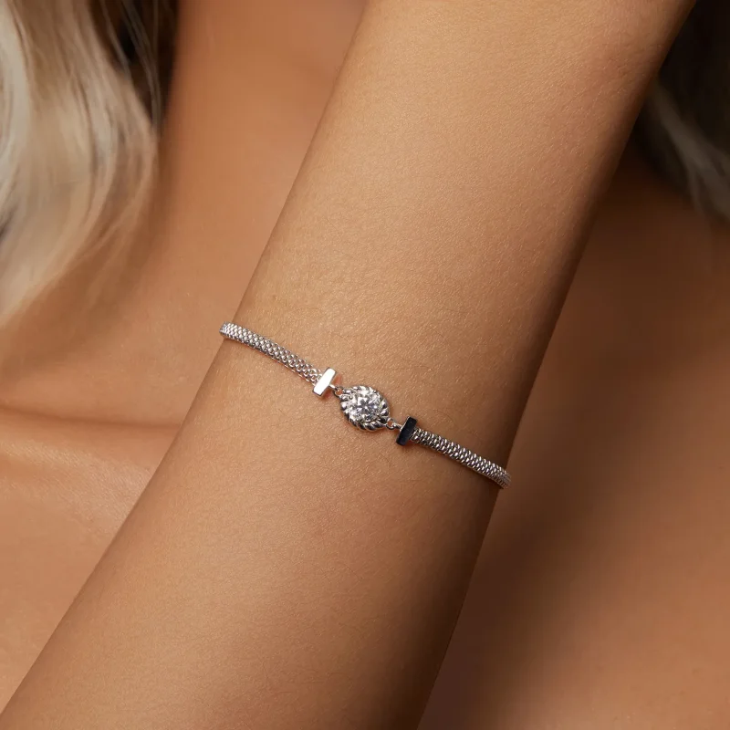(bilde for) PANDORA Style Moissanite flettet sterlingsølvarmbånd (ett sertifikat) - MSB015 - Vis 4