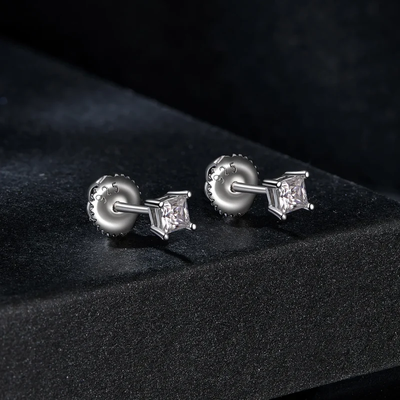 (bilde for) PANDORA Style Princess Moissanite øredobber (ett sertifikat) - MSE047-S - Vis 2