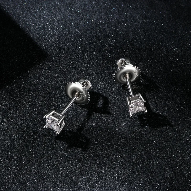 (bilde for) PANDORA Style Princess Moissanite øredobber (ett sertifikat) - MSE047-S - Vis 3
